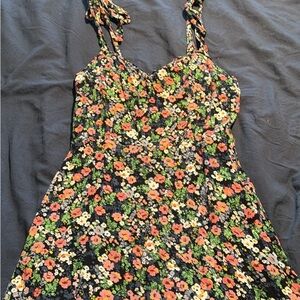 Vici Mini Sundress with Pink, Orange & Green Floral Print
